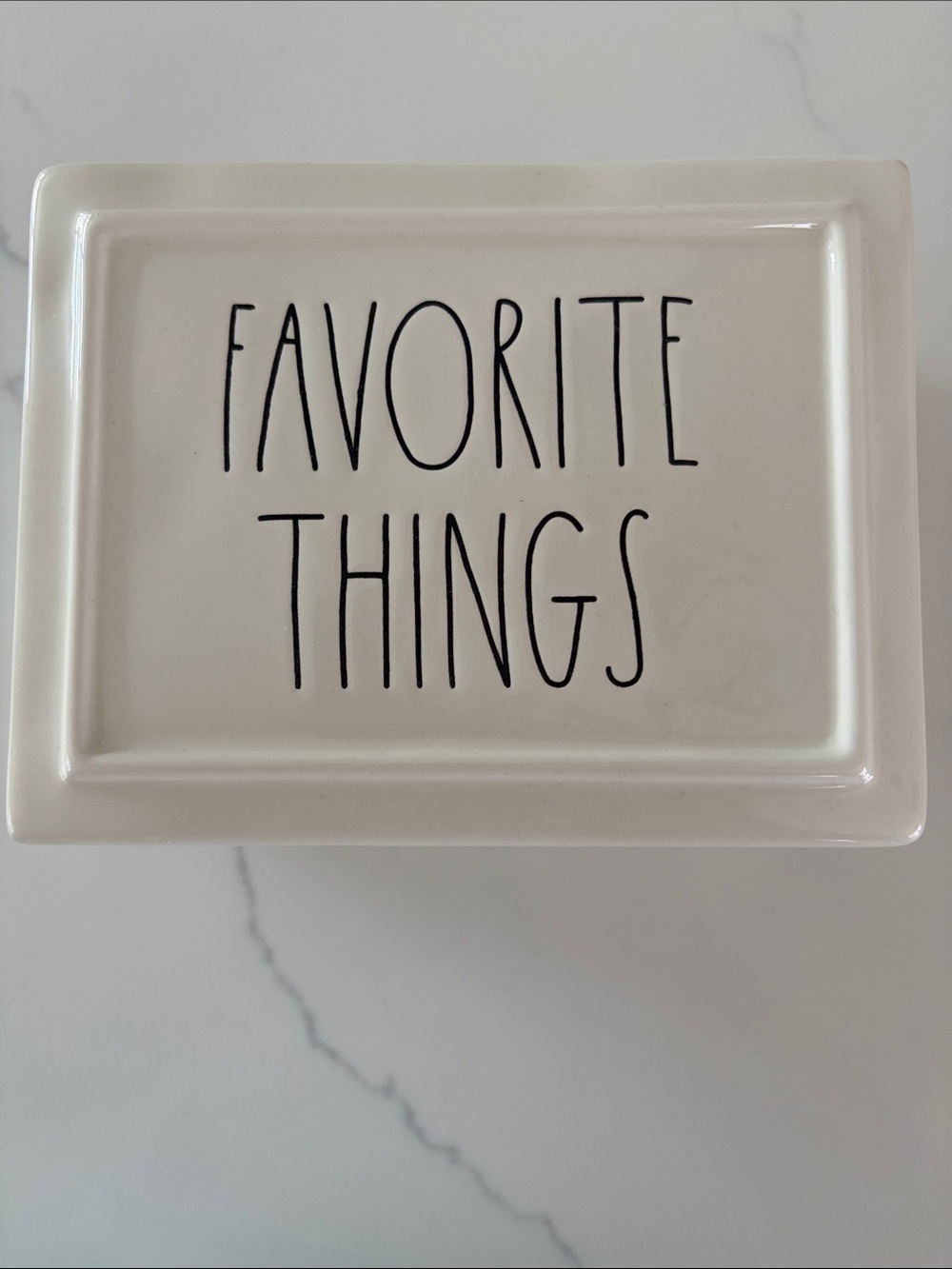 Rae Dunn Cream Ceramic Tray with Black Lettering - FAVORITE THINGS